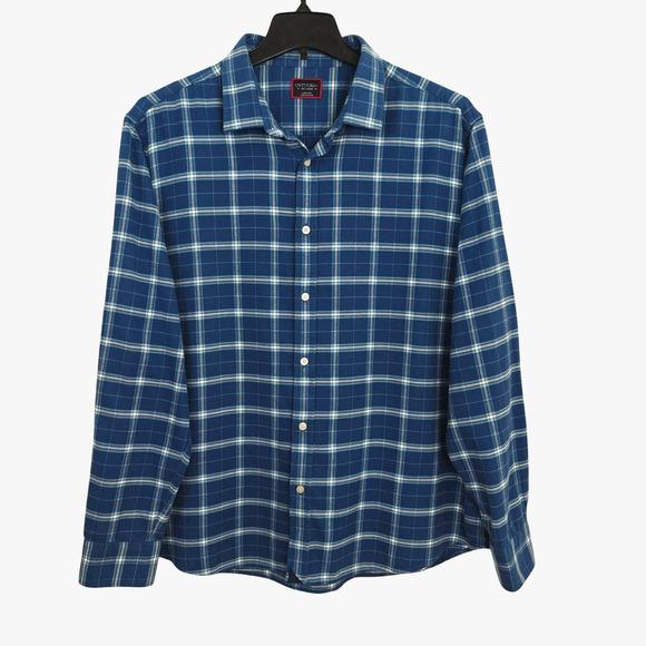 UNTUCKIT Plaid Flannel Button Up Shirt Men's Size XXL Blue Cotton Long Sleeves - Picture 2 of 10